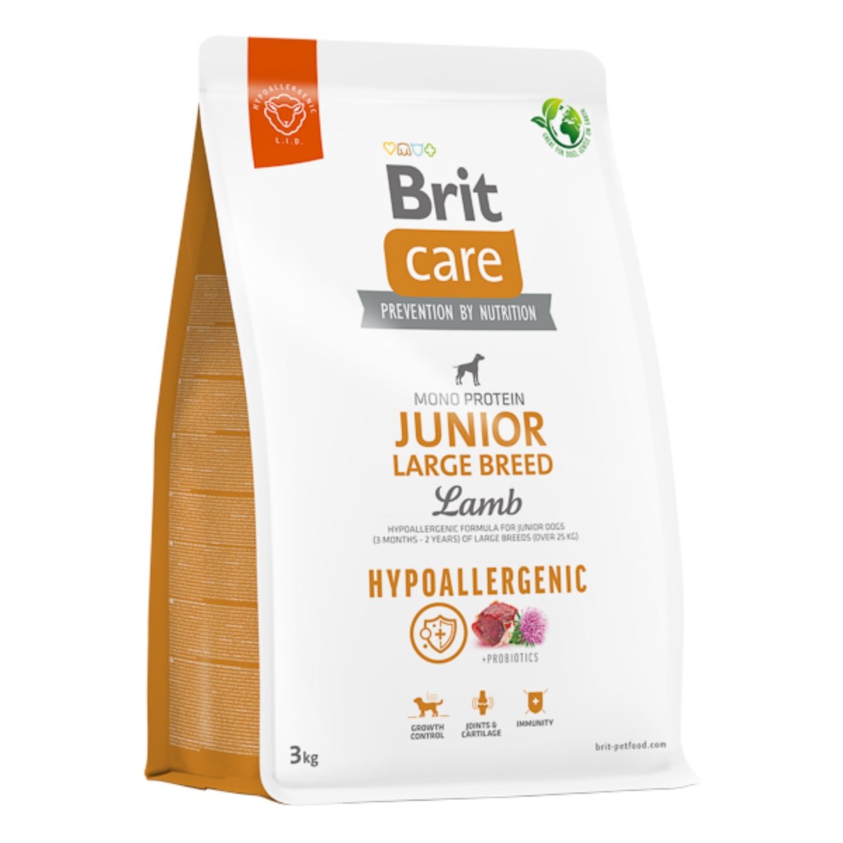 BRIT Care Hypoallergenic, L-XL, Miel, hrană uscată monoproteică câini junior, sistem imunitar & alergii BRIT Care Hypoallergenic Junior Large Breed, L-XL, Miel, hrană uscată monoproteică câini junior, sistem imunitar & alergii, 3kg