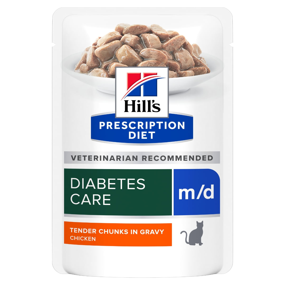 HILL\'S Prescription Diet m/d, Pui, dietă veterinară, plic hrană umedă pisici, diabet, bax, 85g x 12buc