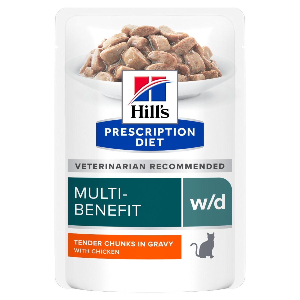 HILL\'S Prescription Diet w/d Multi-Benefit, Pui, dietă veterinară, plic hrană umedă pisici, obezitate & diabet, bax, 85g x 12buc