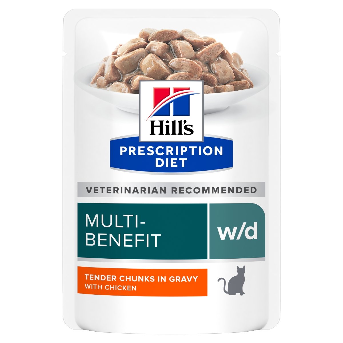 HILL\'S Prescription Diet w/d Multi-Benefit, Pui, dietă veterinară, plic hrană umedă pisici, obezitate & diabet, bax, 85g x 12buc - 1 | YEO