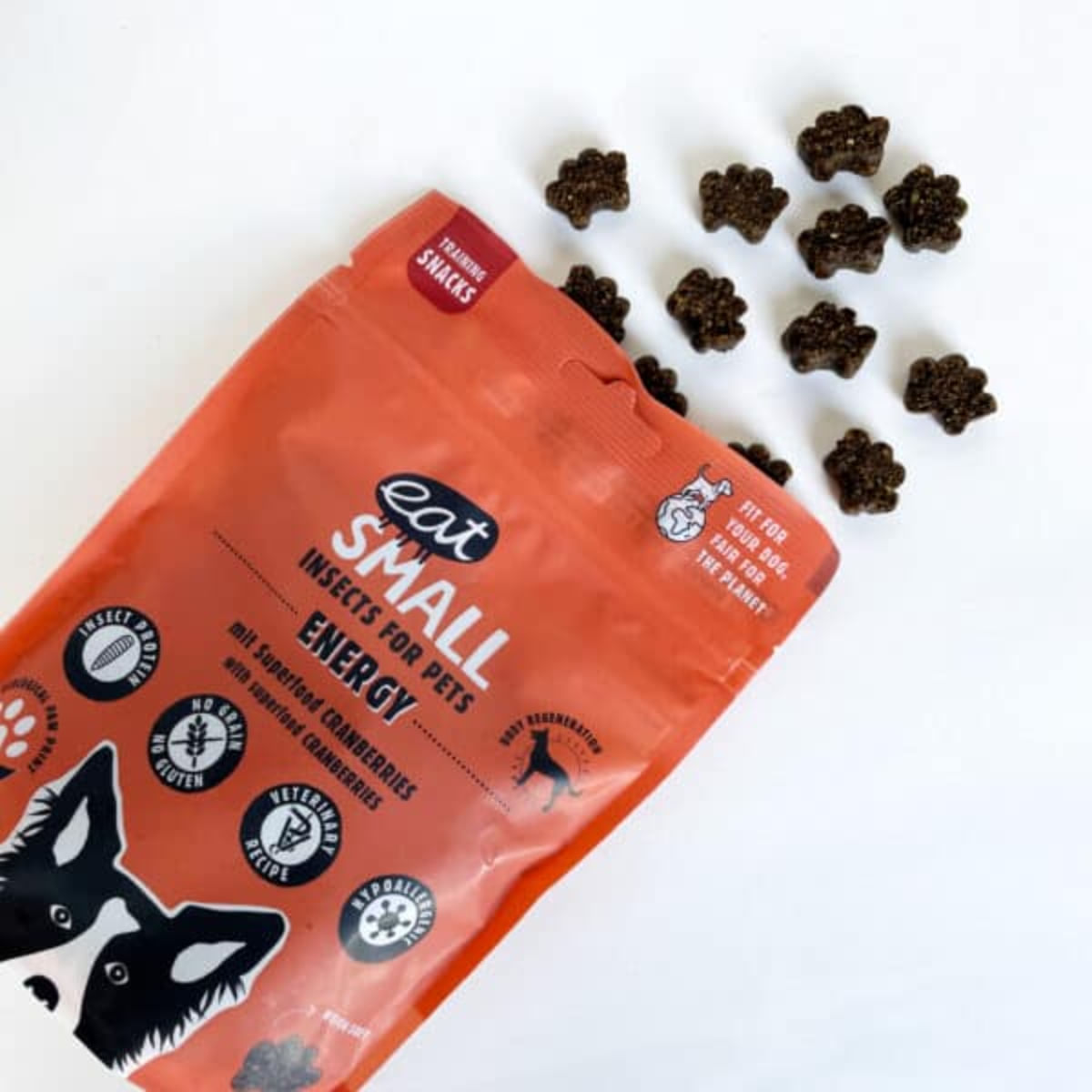 EAT SMALL Energy Snack, XS-XL, Insecte, punguță, resigilabil recompense funcționale monoproteică fără cereale câini, sistem imunitar & alergii, 125g - 2 | YEO