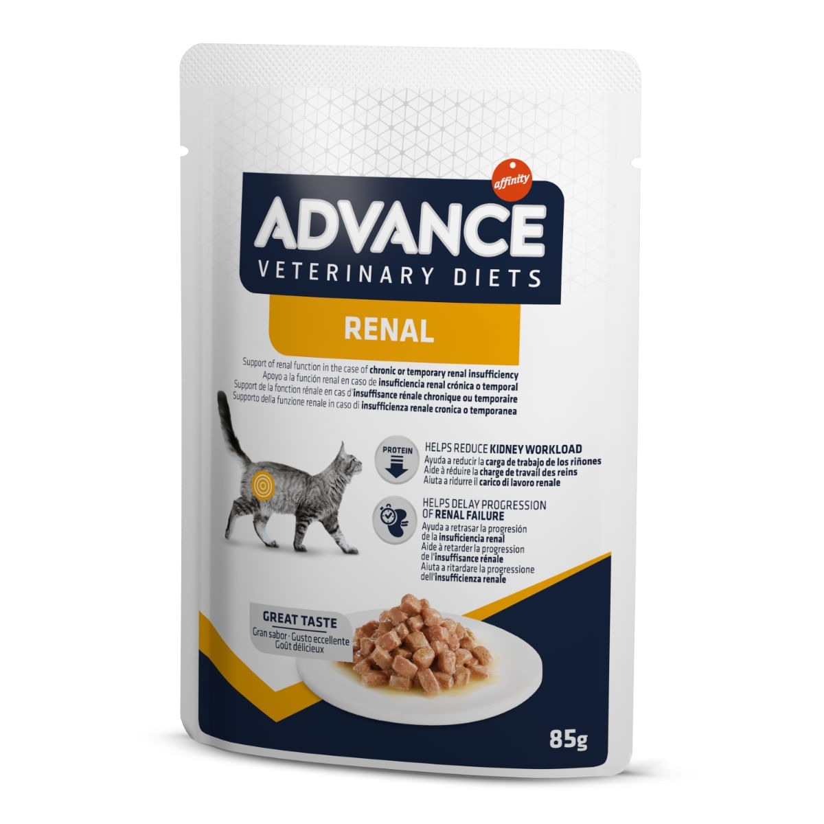 ADVANCE VETERINARY DIETS Renal, Pui, dietă veterinară,, plic hrană umedă pisici, sistem renal, (în sos), bax, 85g x 12buc