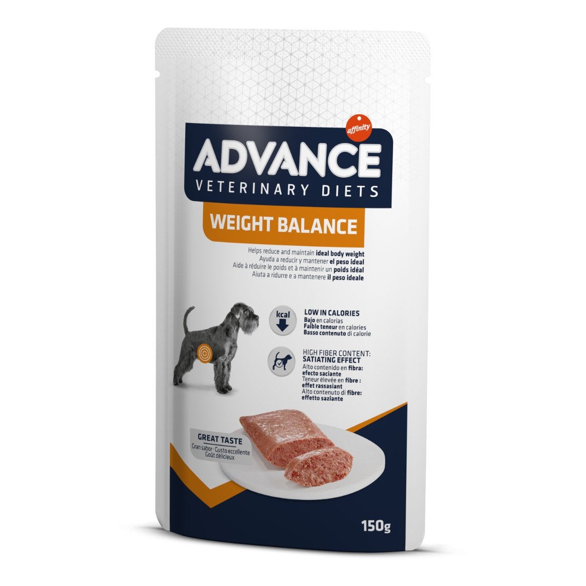 ADVANCE VETERINARY DIETS Weight Balance, XS-XL, Pui, dietă veterinară, plic hrană umedă câini, obezitate, (în aspic), bax, 150g x 8buc