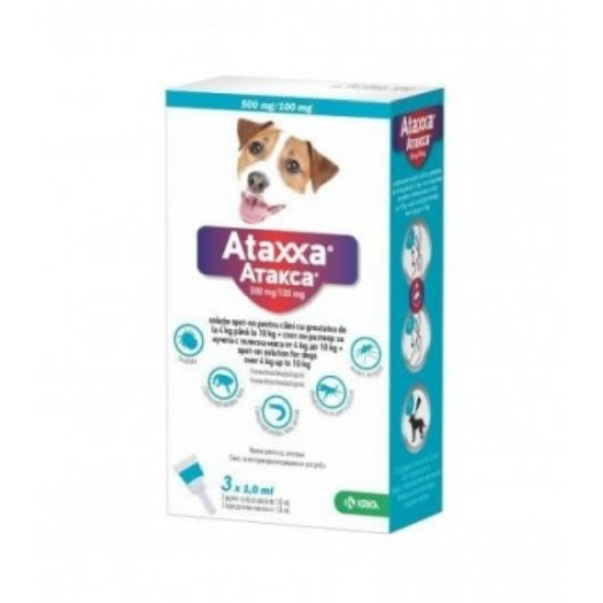 ATAXXA, deparazitare externă câini, pipetă repelentă ATAXXA 100, deparazitare externă câini, pipetă repelentă, S(4 - 10kg), 3buc
