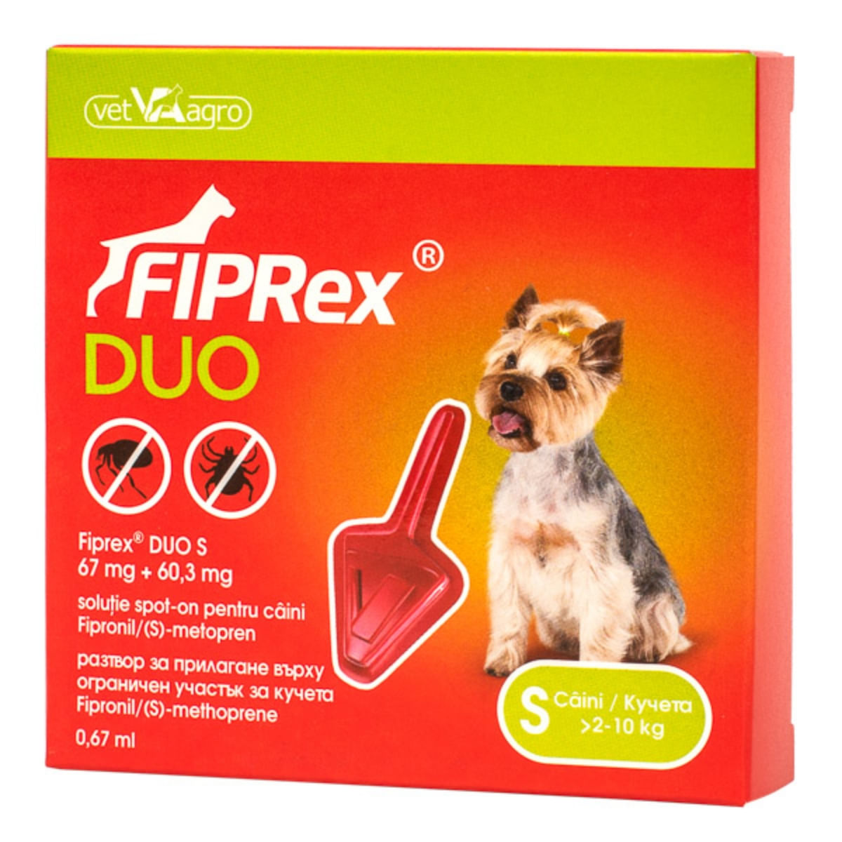 FIPREX Duo, deparazitare externă câini, pipetă repelentă, S(2 - 10kg), 1buc - 1 | YEO