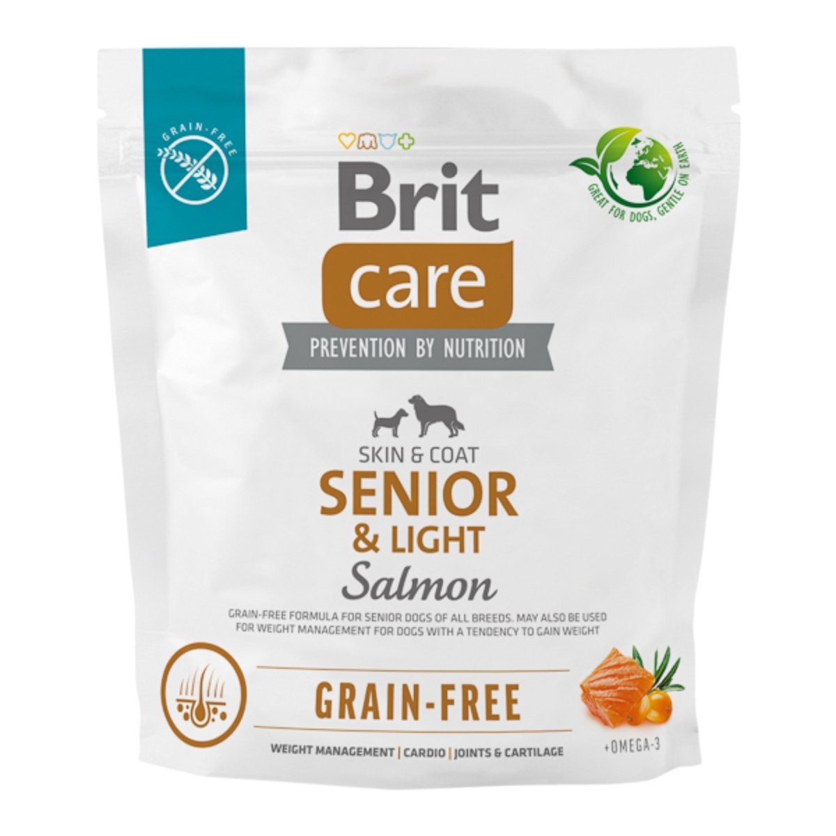 BRIT Care Senior & Light, XS-XL, Somon, hrană uscată fără cereale câini senior, obezitate, 1kg - 1 | YEO