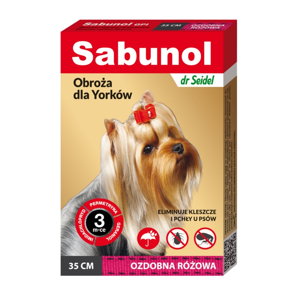 SABUNOL GPI, deparazitare externă câini, zgardă, XS-S(2 - 10kg), 35 cm, roz, 1buc - 1 | YEO