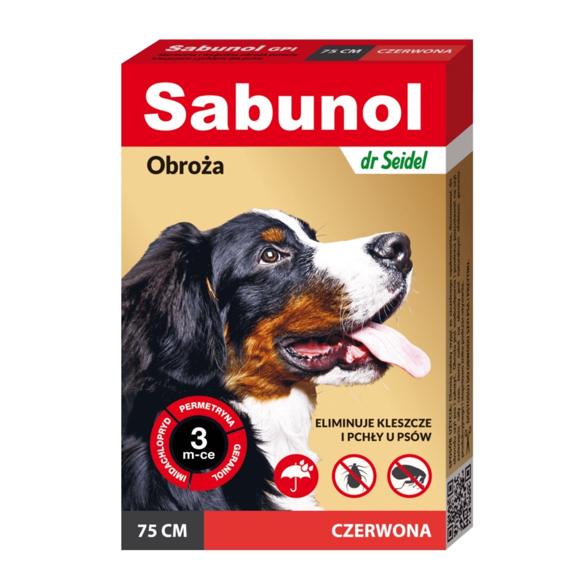 SABUNOL GPI, deparazitare externă câini, zgardă, L-XL(25 - 50kg), 75 cm, roșu, 3 luni x 1buc - 1 | YEO