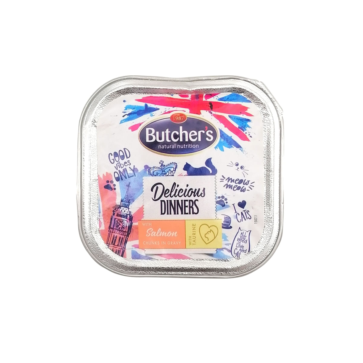 BUTCHER\'S Delicious Dinners, Somon, tăviță hrană umedă pisici, (în sos), 100g