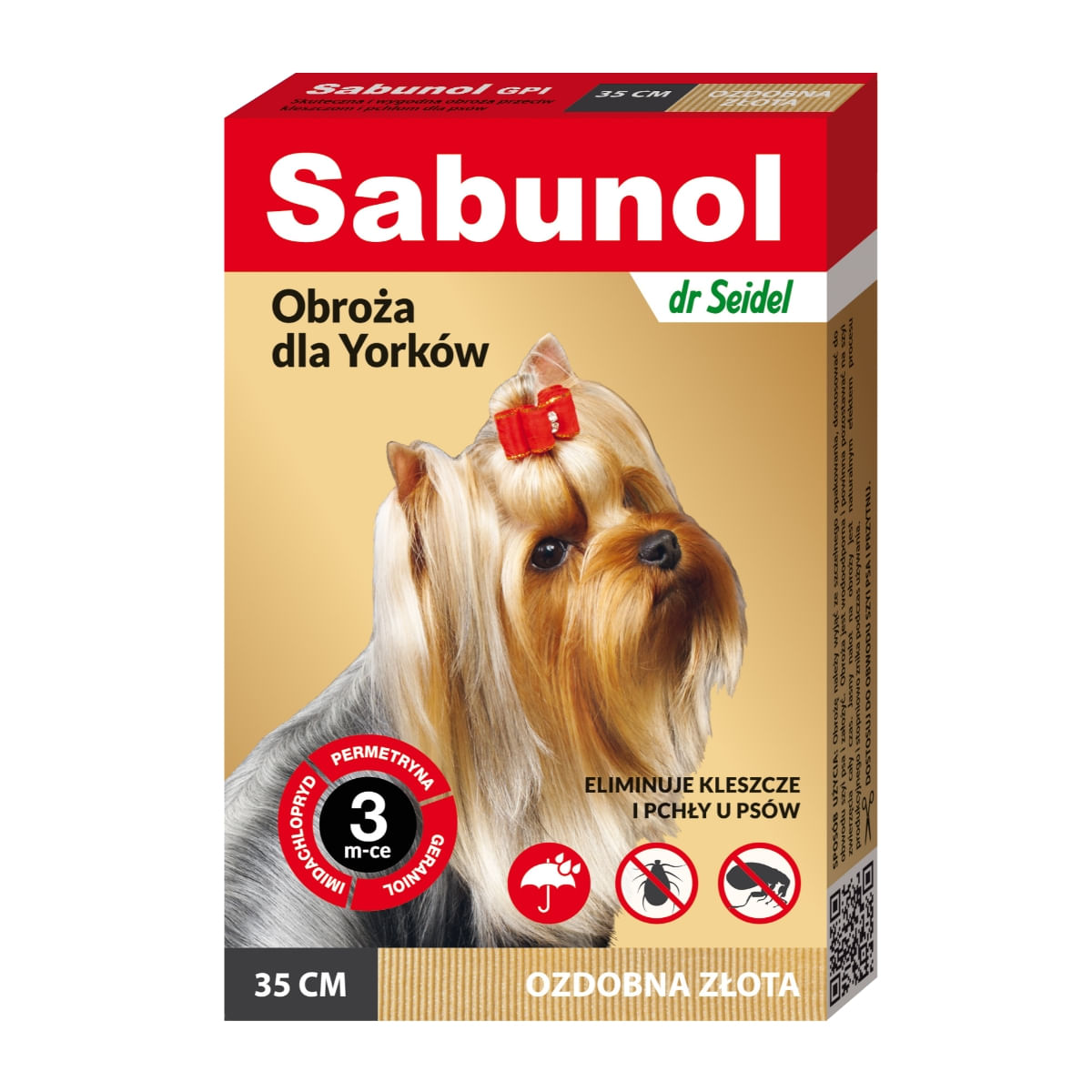 SABUNOL GPI, deparazitare externă câini, zgardă, XS-S(2 - 10kg), 35 cm, auriu, 1buc - 1 | YEO