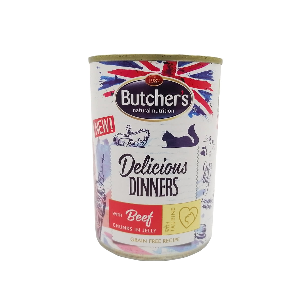 BUTCHER\'S Delicious Dinners, Vită, conservă hrană umedă fără cereale pisici, (în aspic), 400g