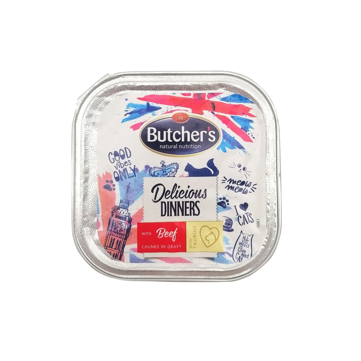 BUTCHER\'S Delicious Dinners, Vită, tăviță hrană umedă pisici, (în sos), 100g