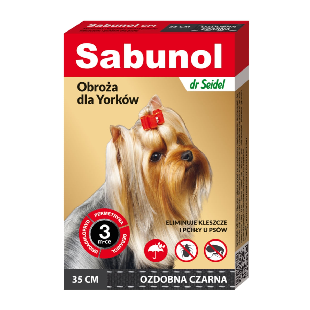 SABUNOL GPI, deparazitare externă câini, zgardă, XS-S(2 - 10kg), 35 cm, negru, 1buc - 1 | YEO