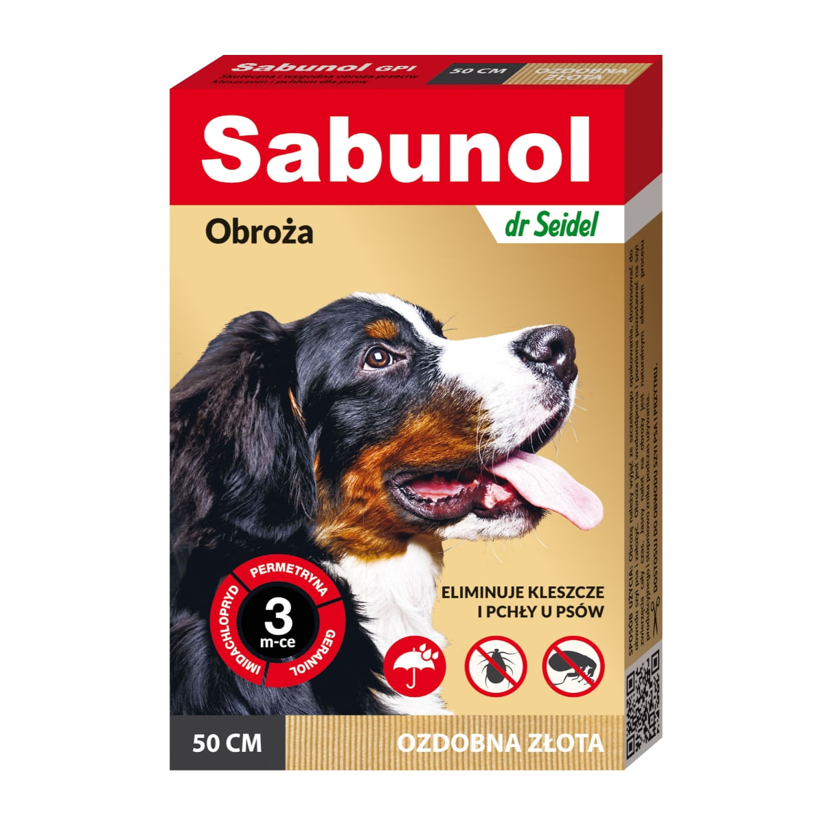 SABUNOL GPI, deparazitare externă câini, zgardă, M(10 - 25kg), 50 cm, auriu, 1buc - 1 | YEO