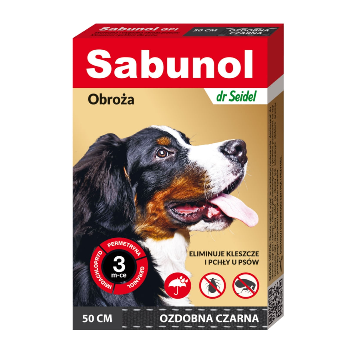 SABUNOL GPI, deparazitare externă câini, zgardă, M(10 - 25kg), 50 cm, negru, 1buc