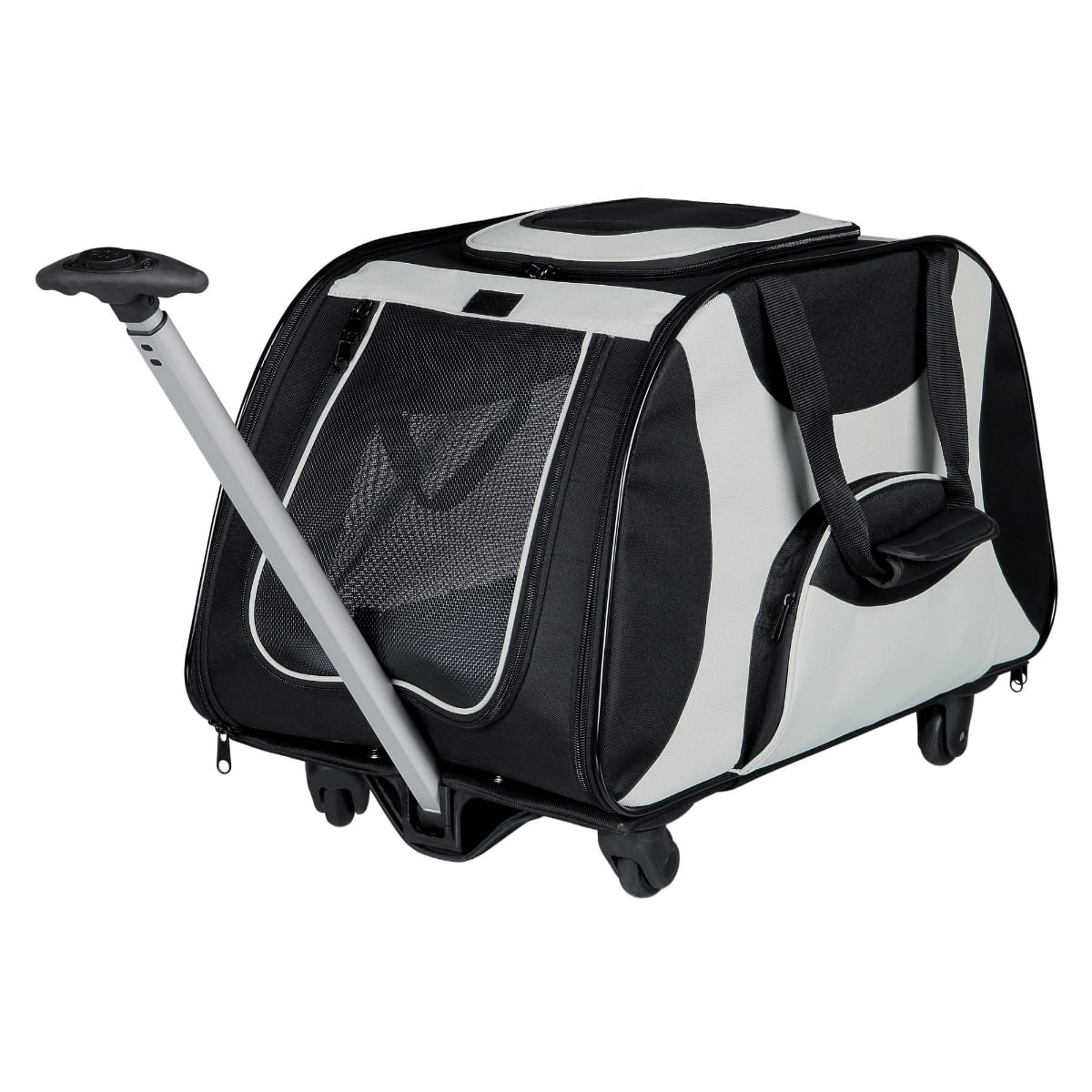 TRIXIE, geantă trolley transport câini și pisici, XS-M(max. 20kg), nylon, deschidere frontală&laterală, cu rotile, negru și gri, 34 x 43 x 67 cm - 1 | YEO