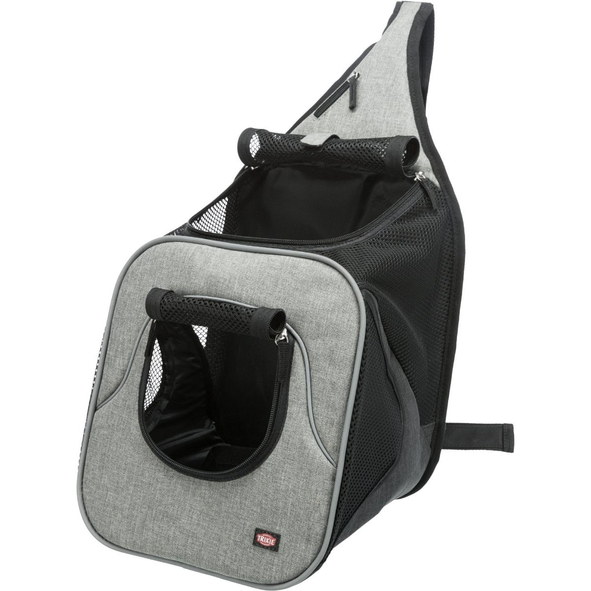 TRIXIE Savina, rucsac transport câini și pisici, XS-S(max. 10kg), poliester, deschidere frontală&amp;superioară, negru și gri, 30 x 26 x 33 cm