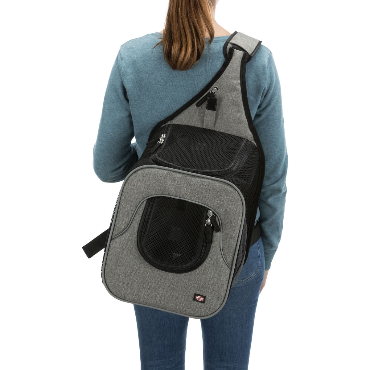TRIXIE Savina, rucsac transport câini și pisici, XS-S(max. 10kg), poliester, deschidere frontală&amp;superioară, negru și gri, 30 x 26 x 33 cm