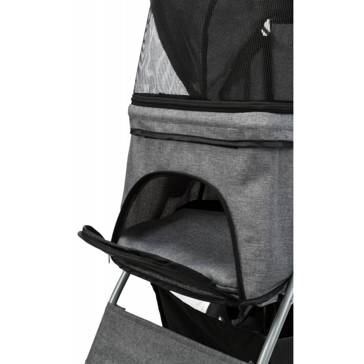 TRIXIE Bugggy, stroller câini și pisici, XS-M(max. 15kg), poliester, deschidere frontală, cu rotile, cu buzunare, verde și gri, 47 x 100 x 80 cm