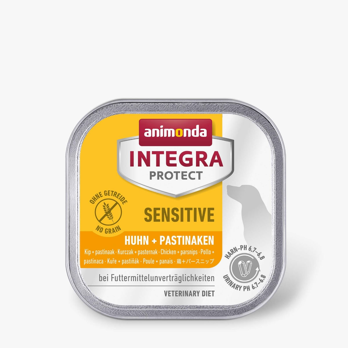 INTEGRA PROTECT Sensitive, XS-S, Pui și Păstârnac, dietă veterinară, tăviță hrană umedă fără cereale câini, alergii, sistem digestiv, (în aspic), 150g