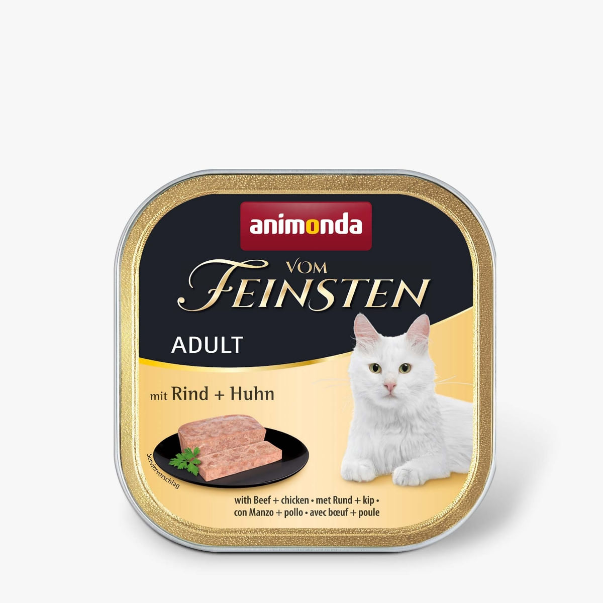 VOM FEINSTEN, Vită și Pui, tăviță hrană umedă fără cereale pisici, apetit capricios, (pate), 100g - 1 | YEO