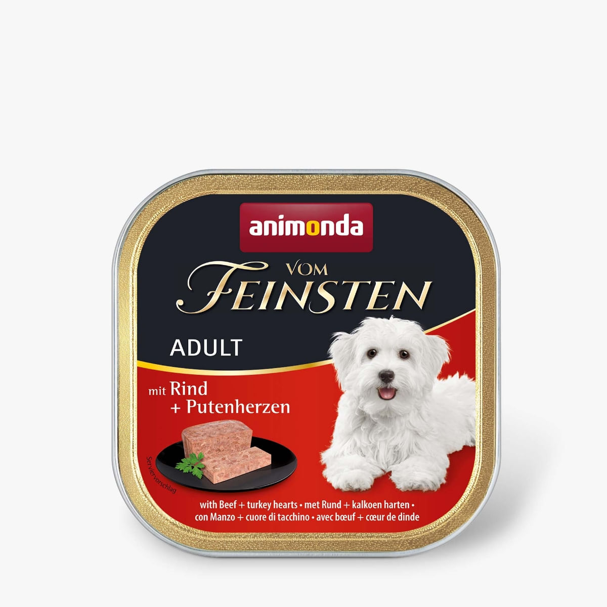 VOM FEINSTEN, XS-M, Vită și Inimi de Curcan, tăviță hrană umedă fără cereale câini, apetit capricios, (pate), 150g