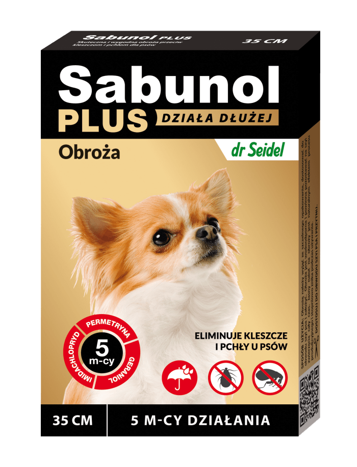 SABUNOL PLUS, deparazitare externă câini, zgardă, XS-S(2 - 10kg), 35 cm, maro, bax, 3buc