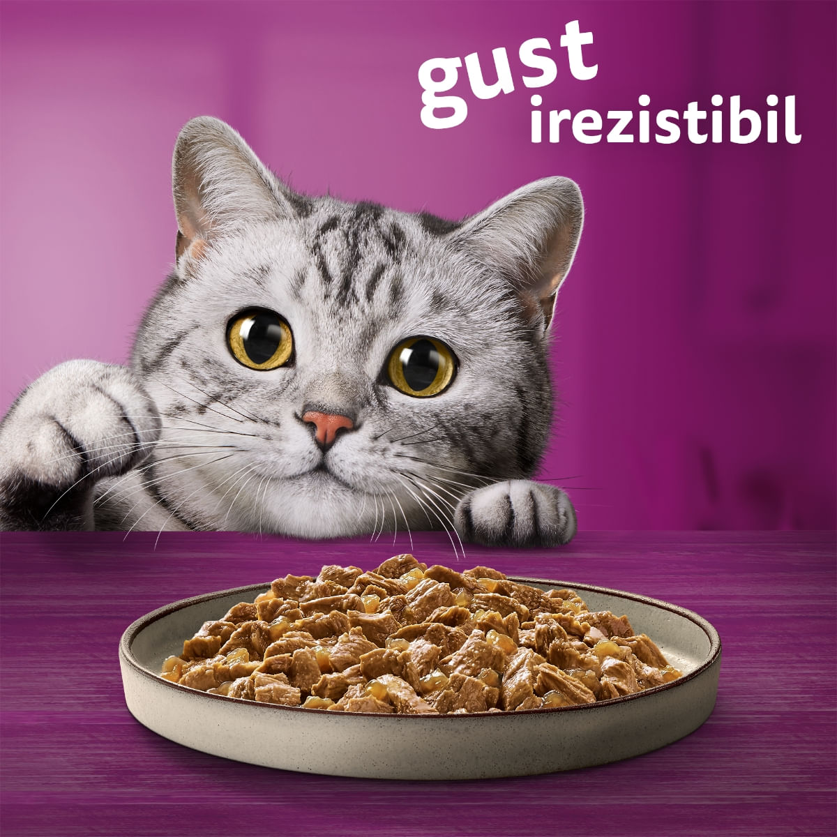 WHISKAS Pure Delight Selectii Clasice, Vită și Pui, plic hrană umedă pisici, (în aspic), multipack, 85g x 4