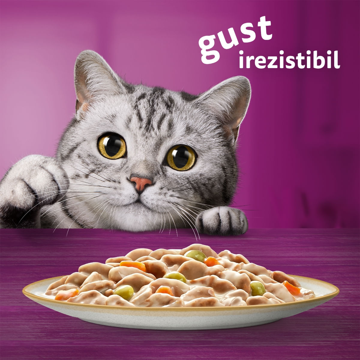 WHISKAS Tasty Mix Creamy Creations, Pui și Legume, Miel și Curcan, plic hrană umedă pisici, (în supă), multipack, 85g x 4