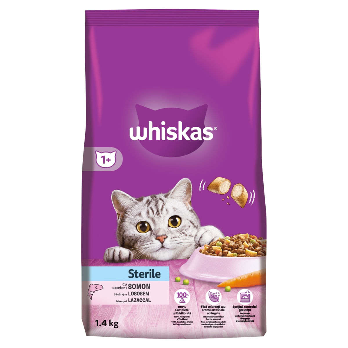 WHISKAS Adult Sterile, Somon, hrană uscată pisici sterilizate, 1.4kg - 3 | YEO