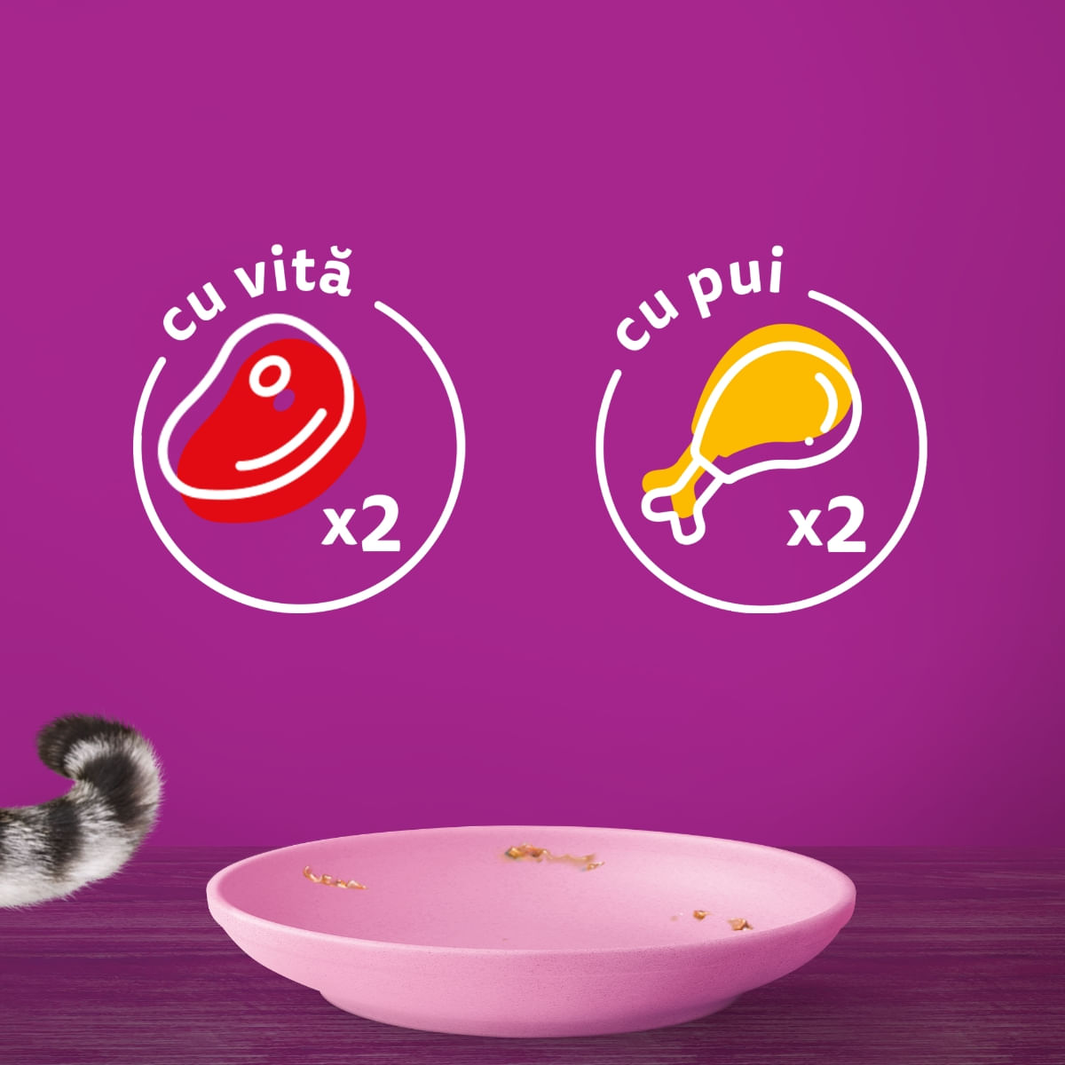 WHISKAS Junior Selectii Clasice, Vită și Pui, plic hrană umedă pisici junior, (în aspic), multipack, 85g x 4