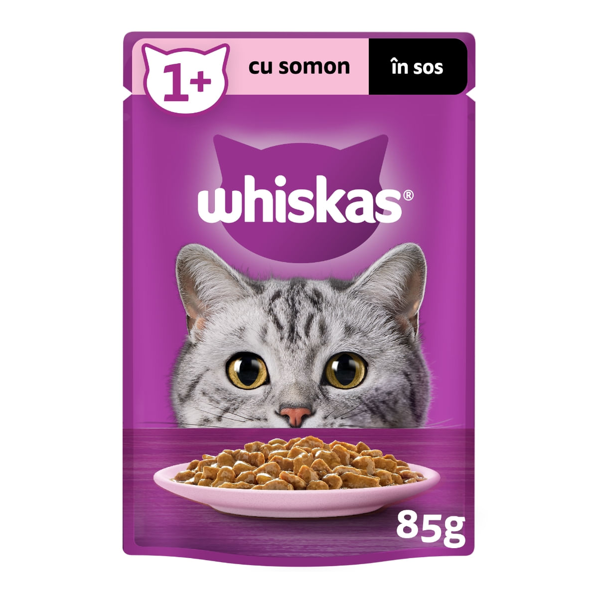 WHISKAS, Somon, plic hrană umedă pisici, (în sos), 85g