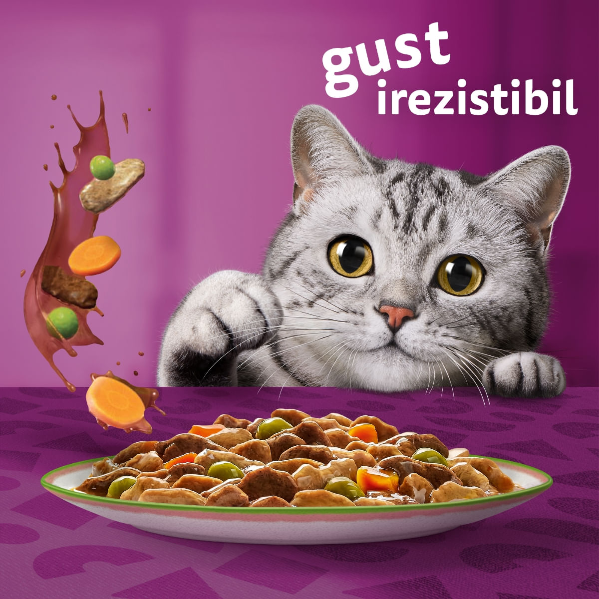WHISKAS Tasty Mix Chef&#039;s Choice, Somon, Vită, Pui și Pasăre, Pui și Curcan, Pui și Cod, plic hrană umedă pisici, (în sos), multipack, 85g x 12