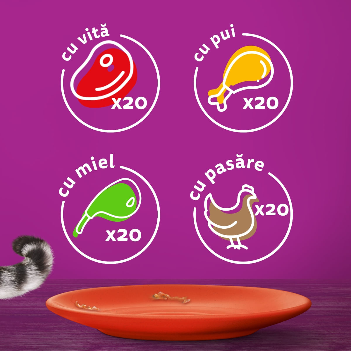 WHISKAS Selectii Clasice, Miel, Vită, Pui și Pasăre, hrană umedă pisici, (în sos), multipack WHISKAS Selectii Clasice, Miel, Vită, Pui și Pasăre, plic hrană umedă pisici, (în sos), multipack, 85g x 80