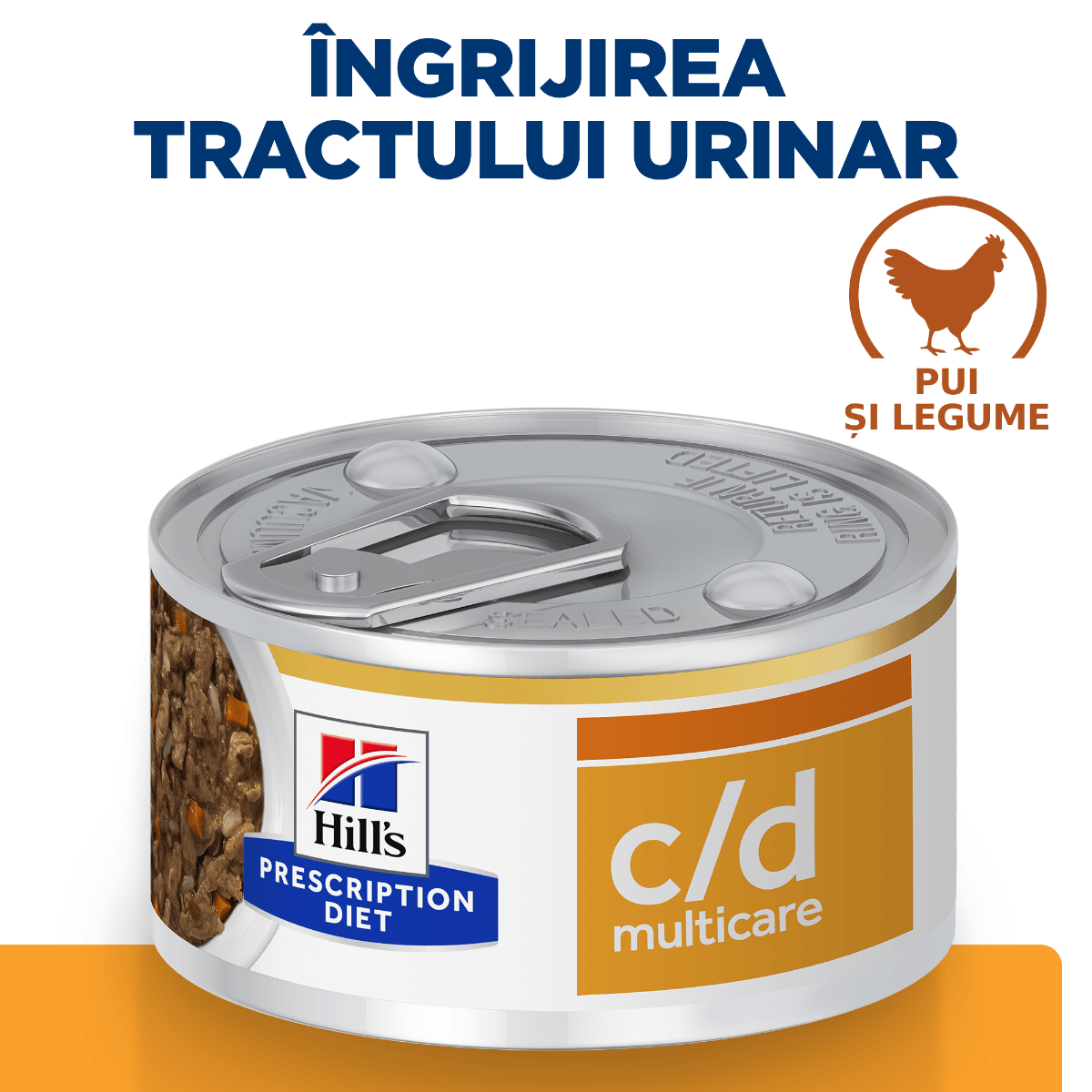 HILL&#039;S Prescription Diet c/d + Weight Care, Pui cu Legume, dietă veterinară câini, conservă hrană umedă, sistem urinar și controlul greutății, 156g