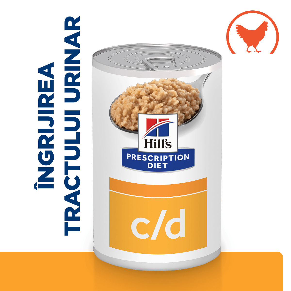 HILL&#039;S Prescription Diet c/d, Pui, dietă veterinară câini, conservă hrană umedă, sistem urinar, 370g
