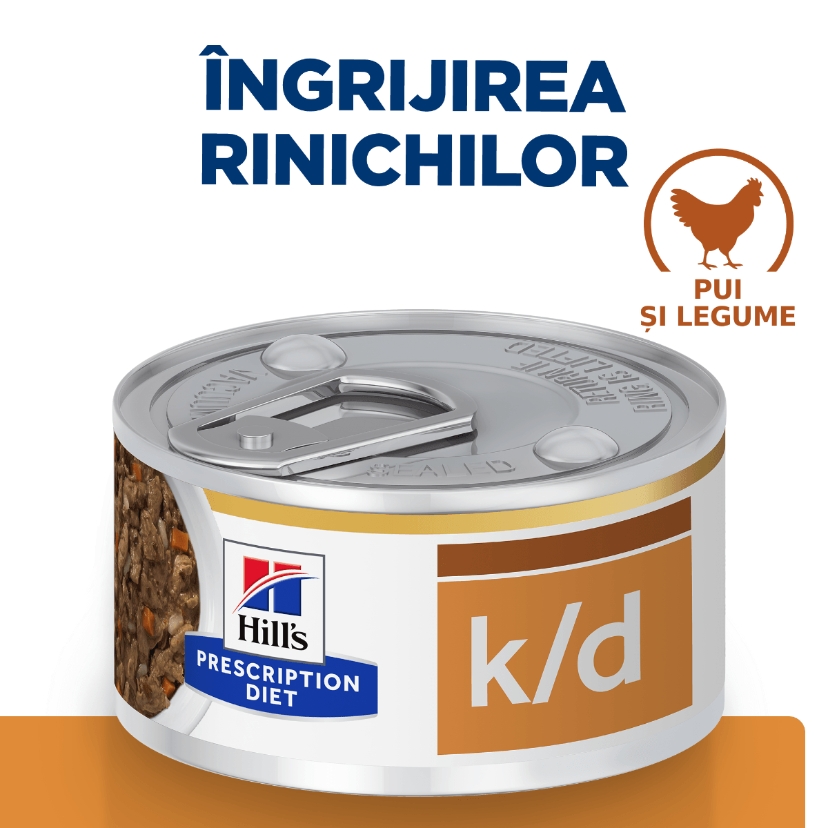 HILL&#039;S Prescription Diet k/d Kidney Care, Pui cu Legume, dietă veterinară câini, conservă hrană umedă, afecțiuni renale, 156g