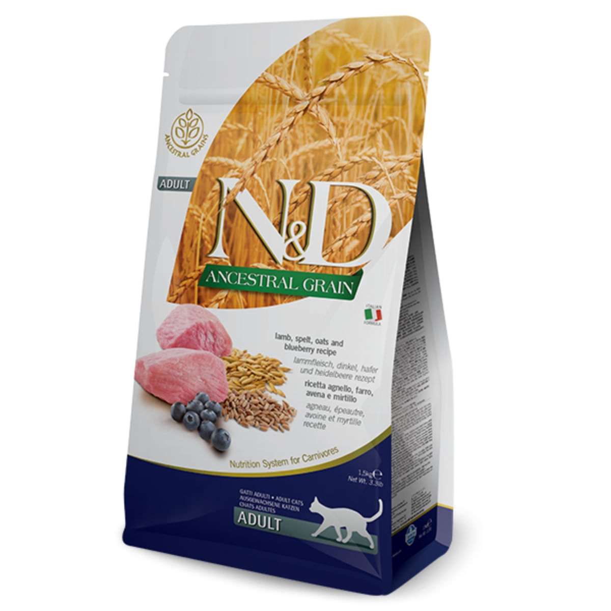 N&D Ancestral Grain, Miel și afine, hrană uscată conținut redus cereale pisici, 10kg - 1 | YEO