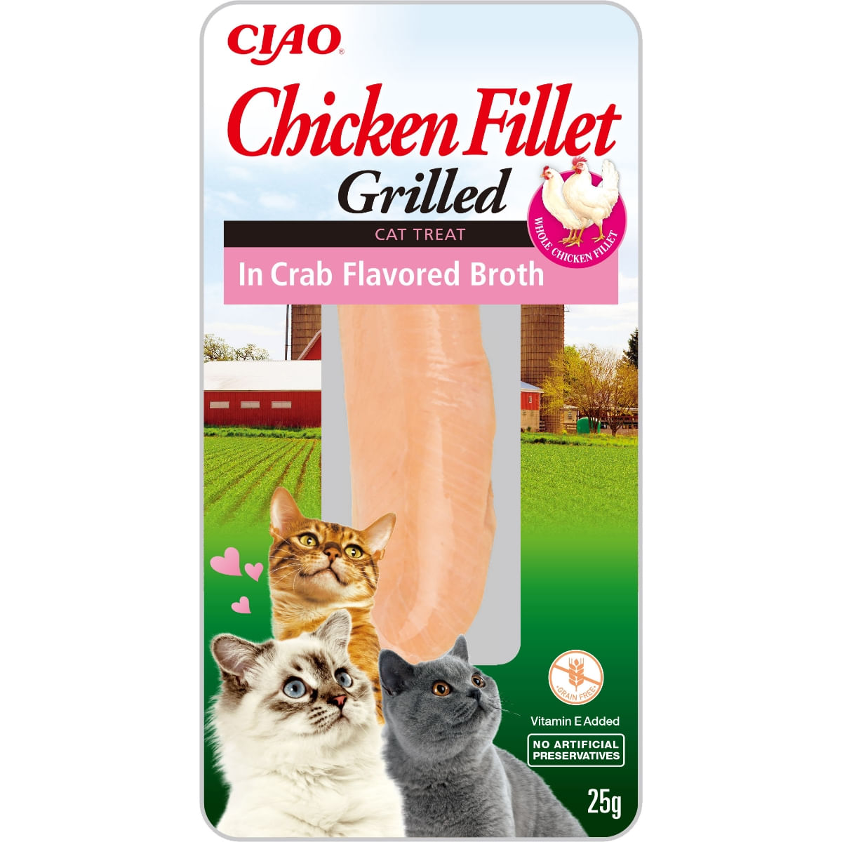 INABA Ciao Fillet, Pui și Creveți, plic recompense fără cereale pisici, (în sos), 25g