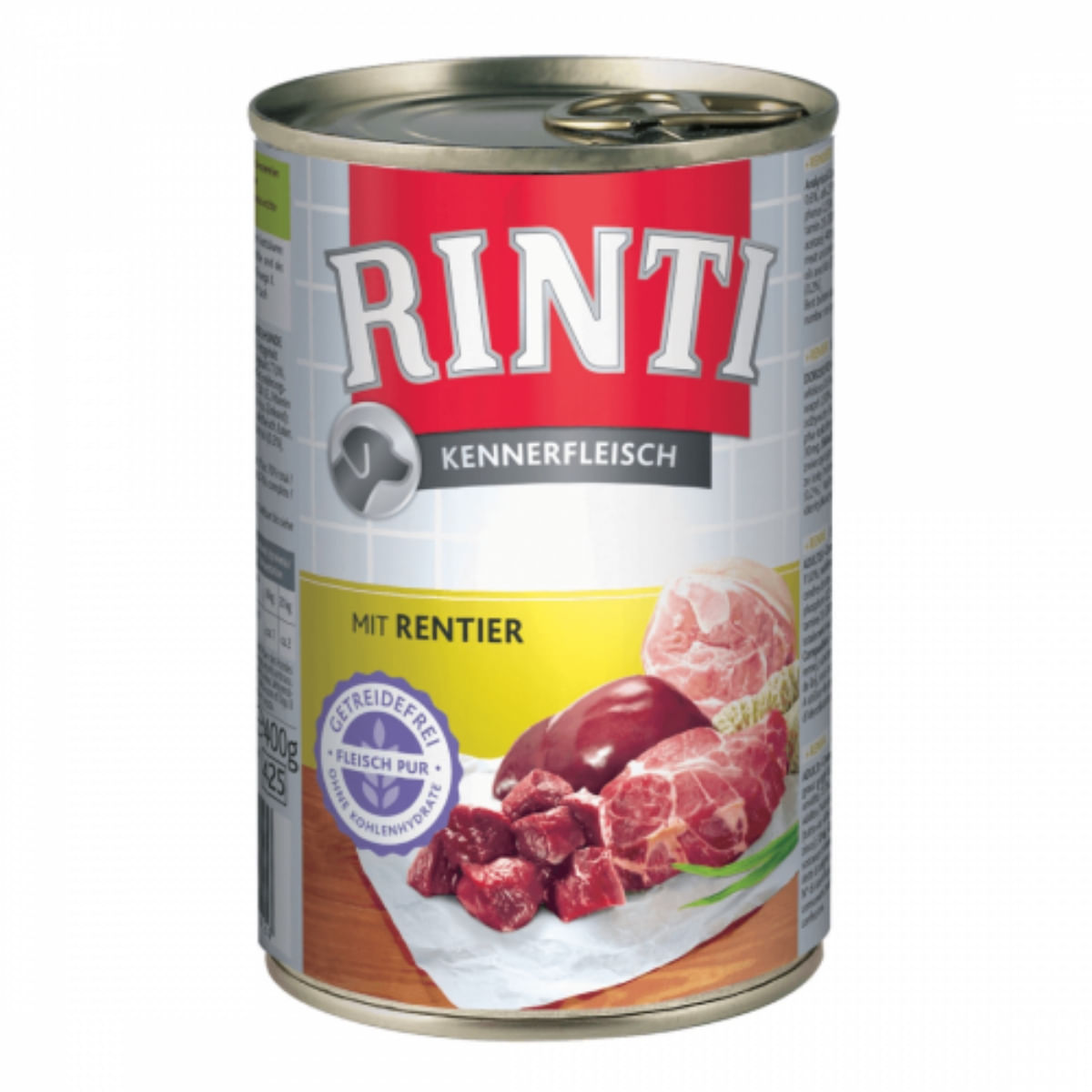 RINTI, XS-XL, Ren, conservă hrană umedă fără cereale câini, (în suc propriu), 800g