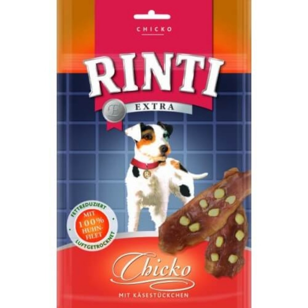 RINTI Chicko Plus, XS-XL, Pui și Brânză, punguță recompense fără cereale câini, deshidratat, 80g