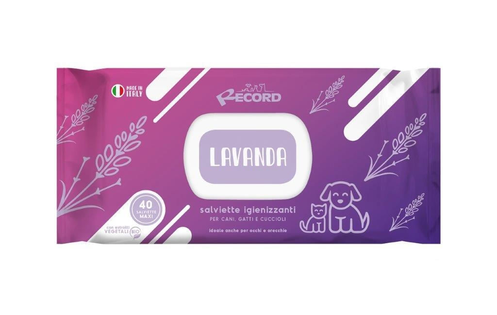 Record Lavanda, șervețele umede, câini și pisici, antibacteriene, multifuncționale, 40buc