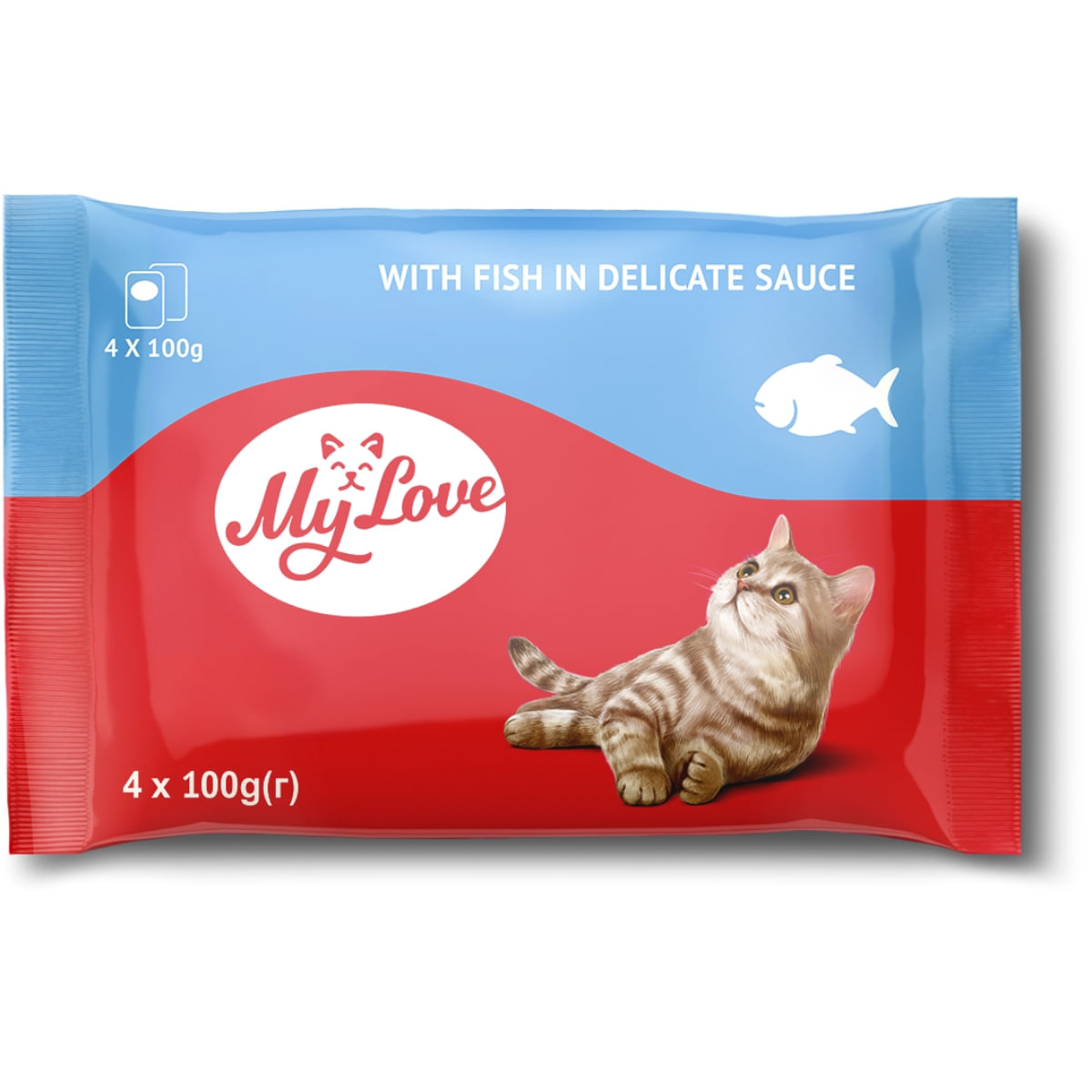 MY LOVE, Pește, plic hrană umedă pisici, (în sos), bax, 100g x 4buc - 1 | YEO