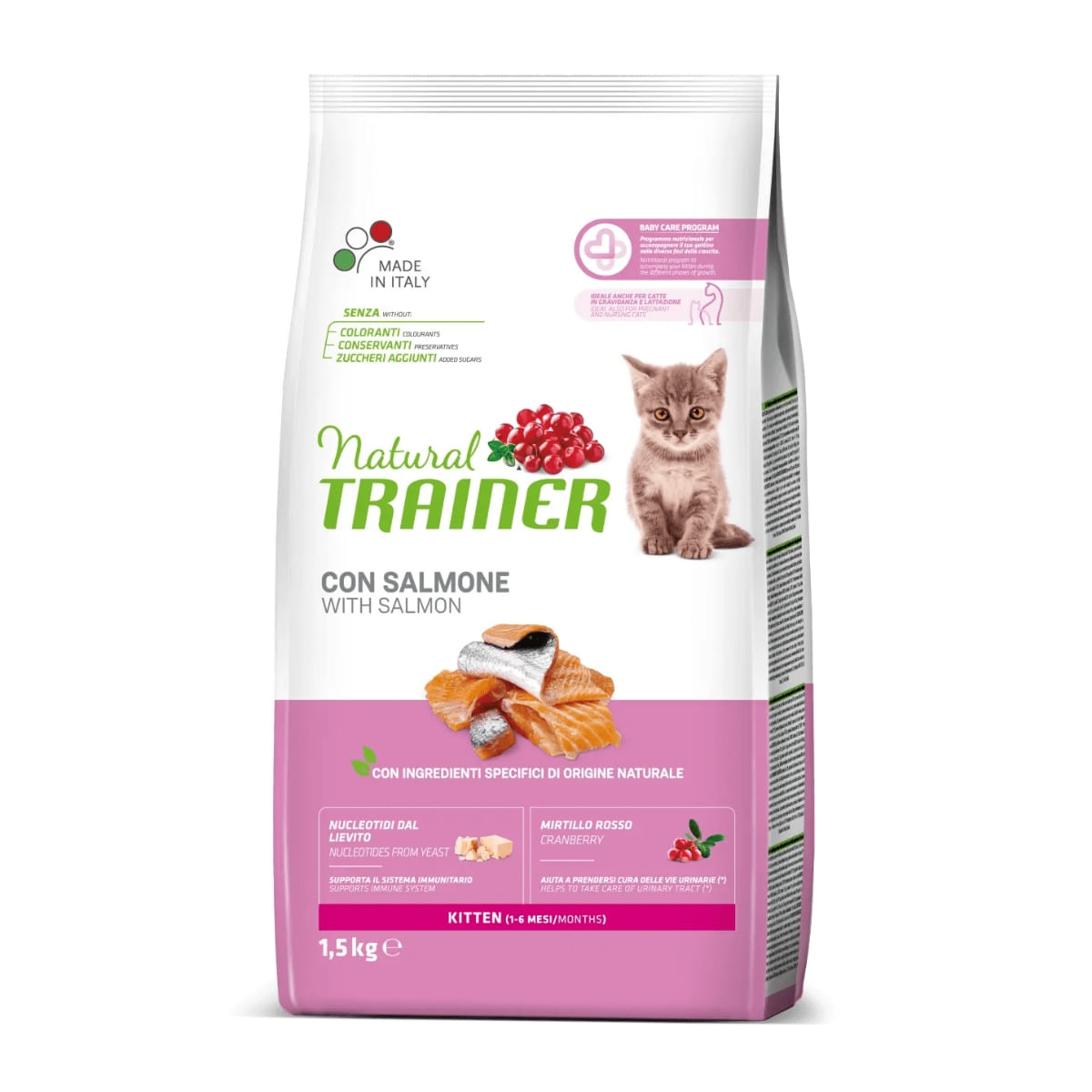 NATURAL TRAINER Kitten, Somon, hrană uscată pisici junior, 1.5kg - 1 | YEO