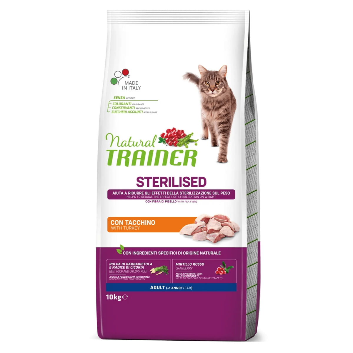 NATURAL TRAINER Sterilised, Curcan, hrană uscată pisici sterilizate, 10kg - 1 | YEO