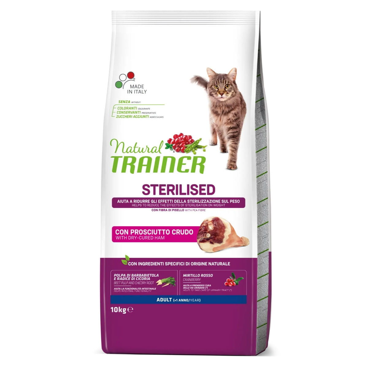 NATURAL TRAINER Sterilised, Bacon, hrană uscată pisici sterilizate, 10kg - 1 | YEO