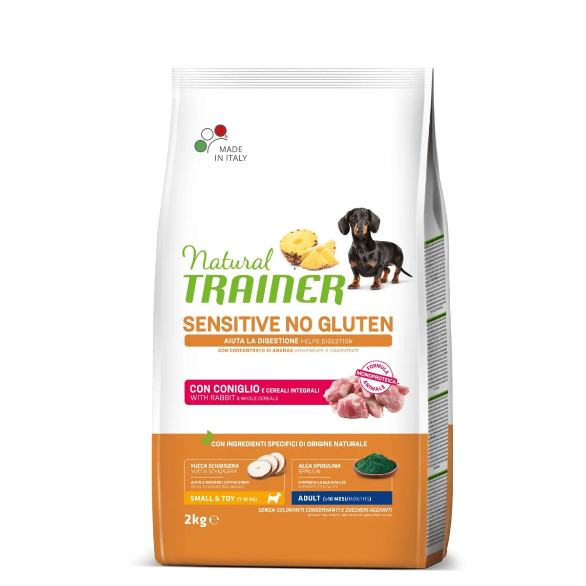 NATURAL TRAINER Sensitive No Gluten, XS-S, Iepure, hrană uscată monoproteică câini, sistem digestiv, 2kg - 1 | YEO