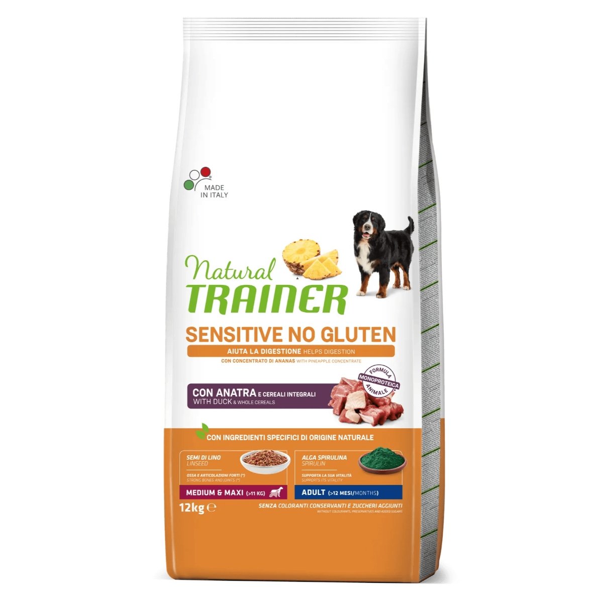 NATURAL TRAINER Sensitive No Gluten, M-XL, Rață, hrană uscată monoproteică câini, sistem digestiv, 12kg - 1 | YEO