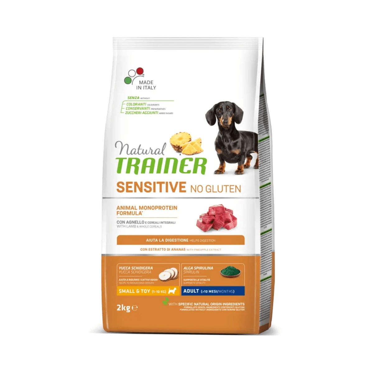 NATURAL TRAINER Sensitive No Gluten, XS-S, Miel, hrană uscată monoproteică câini, sistem digestiv, 2kg - 1 | YEO