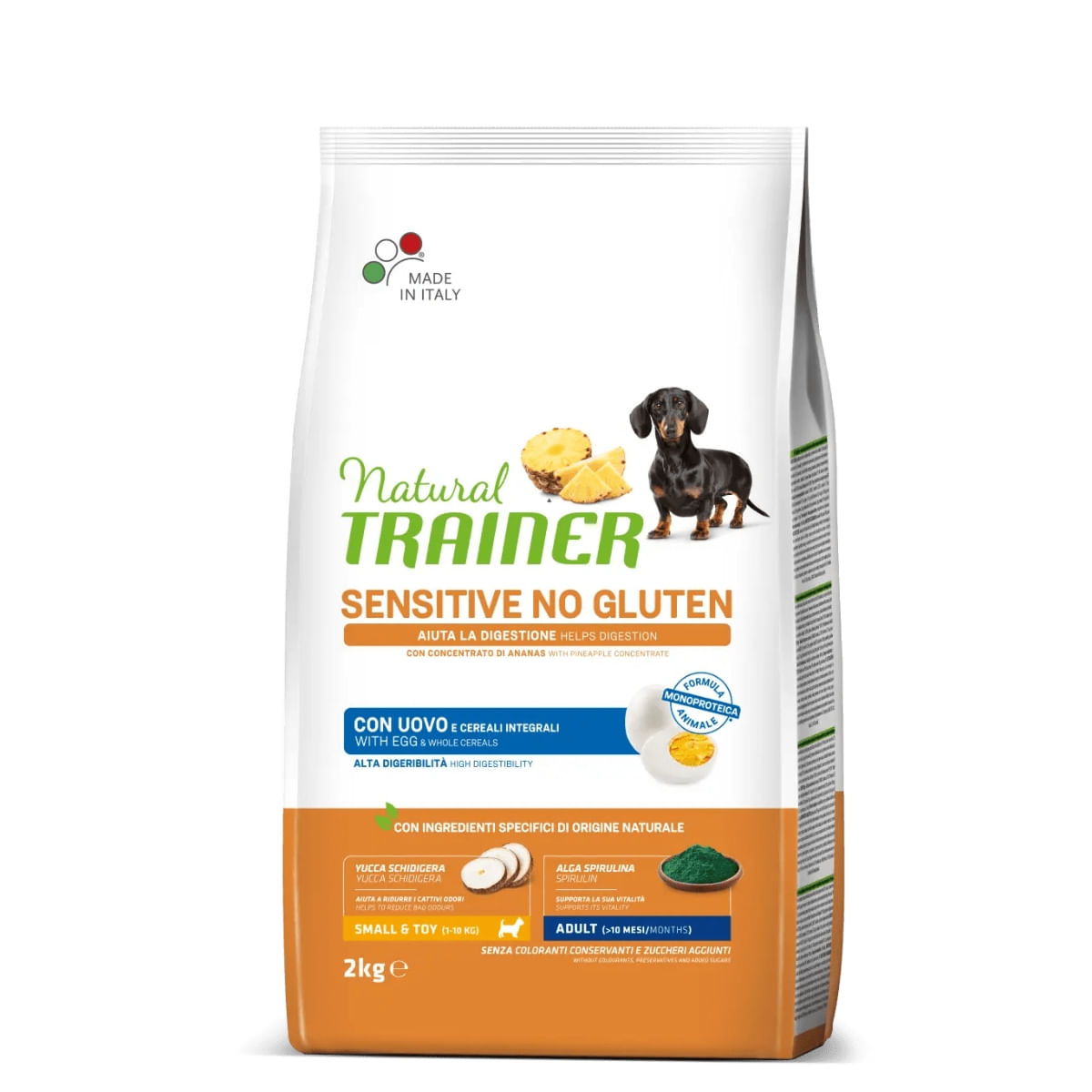 NATURAL TRAINER Sensitive No Gluten, XS-S, Ou, hrană uscată monoproteică câini, sistem digestiv, 2kg - 1 | YEO